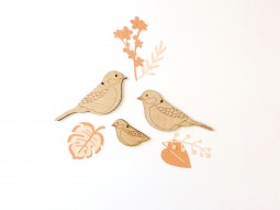 Décoration murale en bois famille oiseaux 